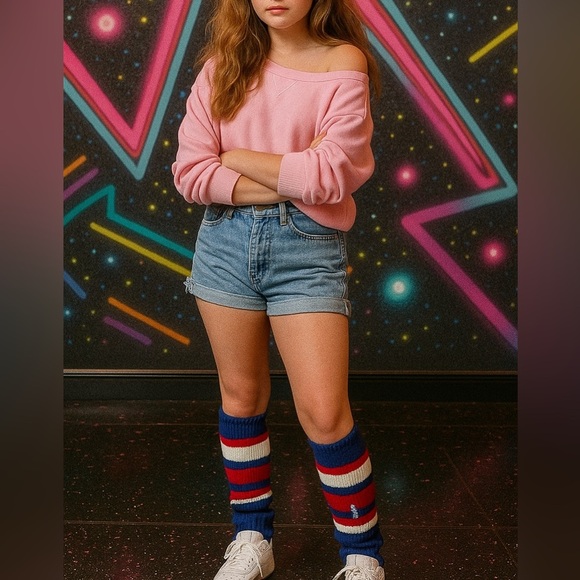 Vintage 90s Hunt Club Multi Stripe Acylic Knit Leg Warmers Women NWT Retro Y2K - Picture 6 of 7